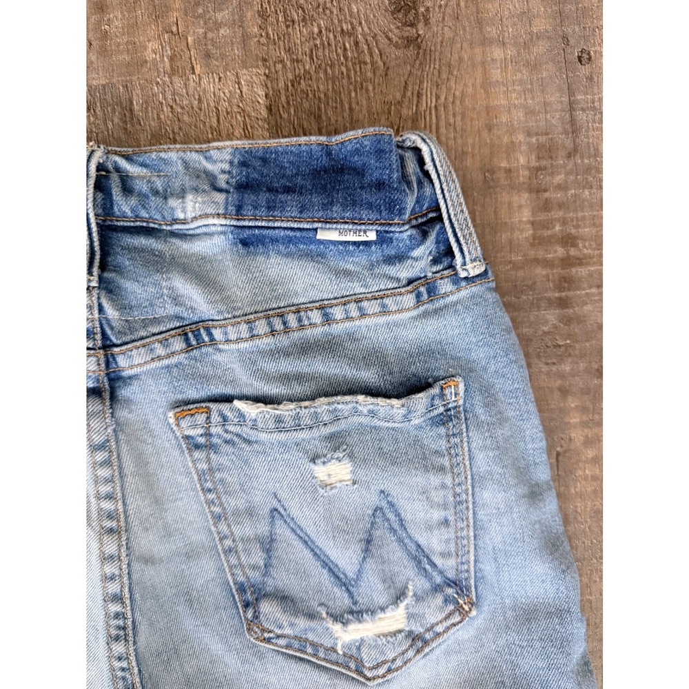 Mother Superior High Waisted Straight Leg Distressed Jeans Light Wash Size 26 - Picture 3 of 16